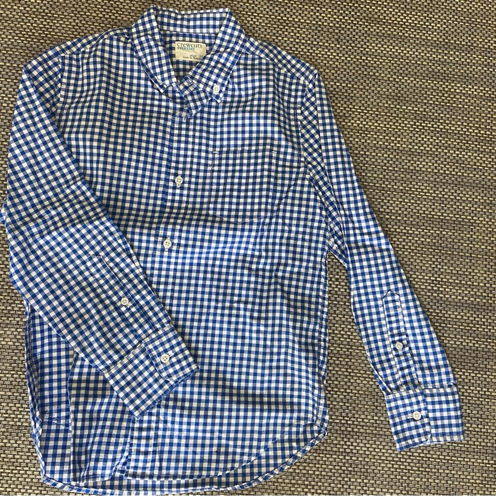 Boy’s Crew Cuts by J. Crew Sz 10 Blue Checkered Button Down Shirt